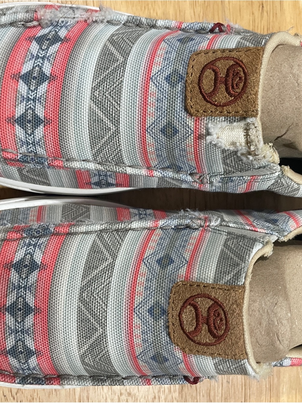 Twisted X Grey, Coral & Blue Patterned Slip-On Shoes